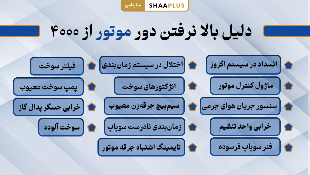 علل های بالا نرفتن دور موتور از 4000